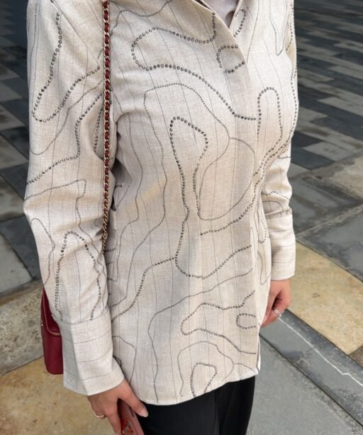 Alternative view of S26' #3 linen detailed jacket